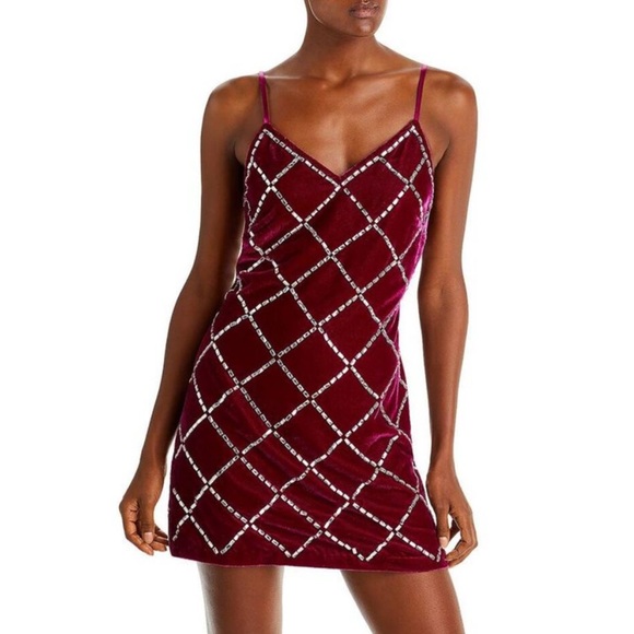 RAMY BROOK Velvet Rhinestone Mini Dress - Picture 1 of 4
